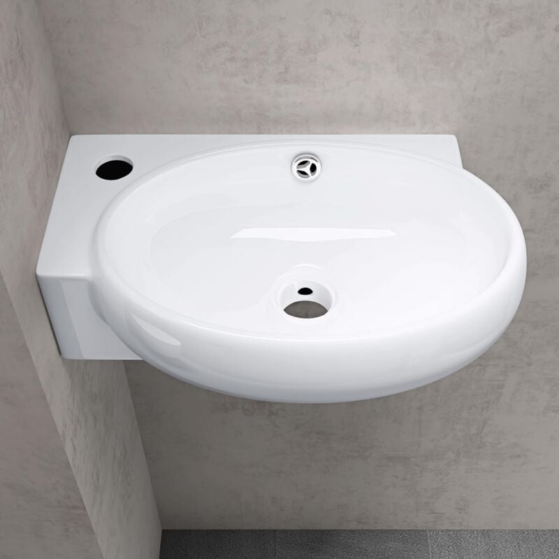 foto del prodotto doporro lavabo da appoggio 42x28x15cm, lavandino bagno in ceramica nano rivestimenti inclusi br ssel001r, bianco