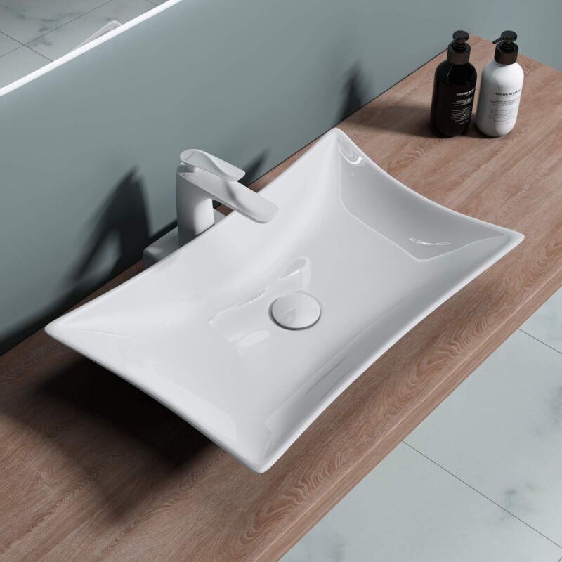 foto del prodotto doporro lavabo da appoggio 56,5x42x10cm, lavandino bagno in ceramica nano rivestimenti br ssel891