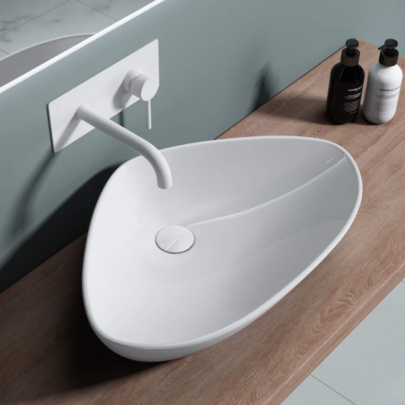 foto del prodotto doporro lavabo da appoggio 59x39x13cm, lavandino bagno in ceramica nano rivestimenti br ssel215