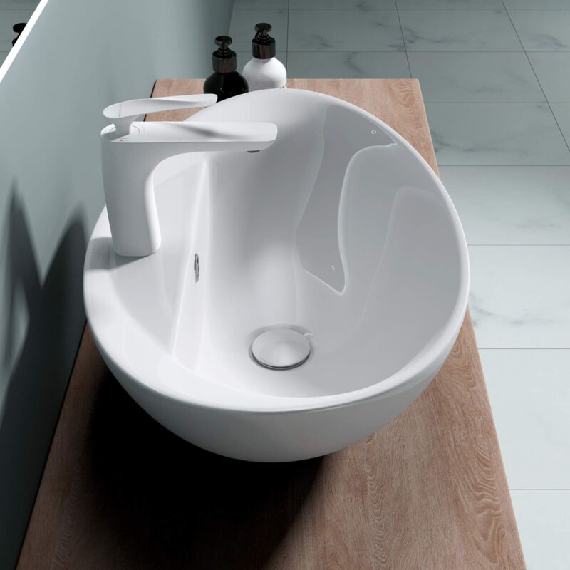 foto del prodotto doporro lavabo da appoggio 59x39x21cm, lavandino bagno in ceramica nano rivestimenti br ssel302