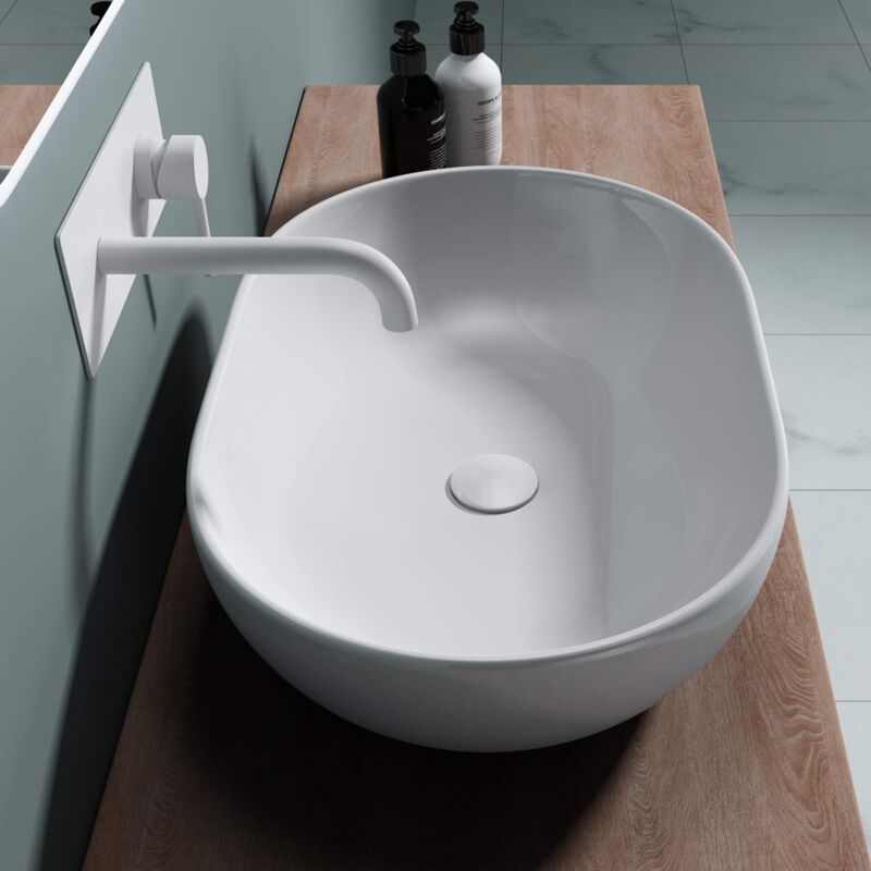 foto del prodotto doporro lavabo da appoggio 60x40x15cm, lavandino bagno ovale in ceramica nano rivestimenti br ssel 322