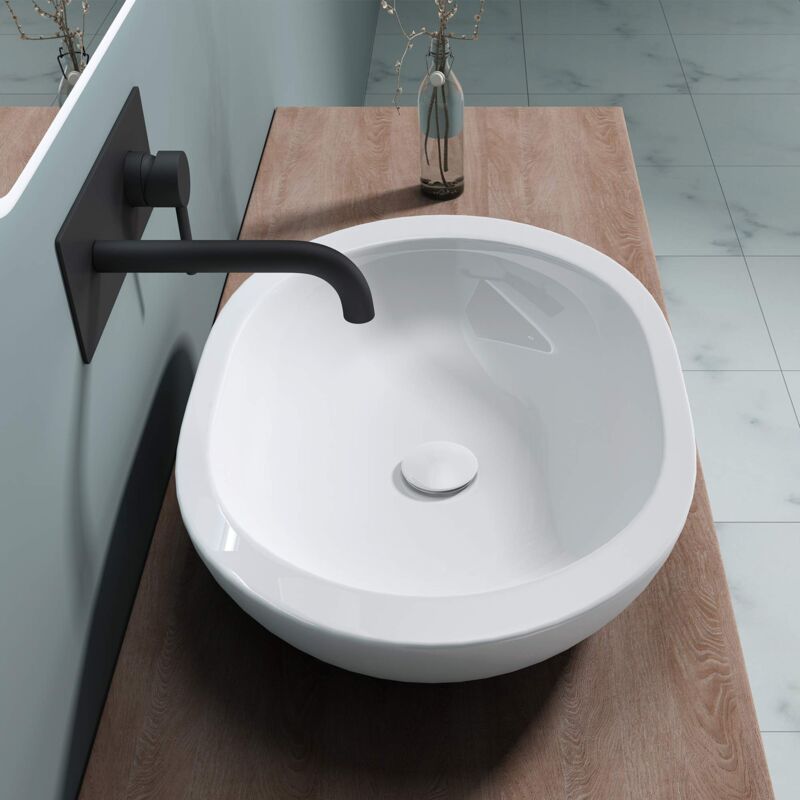 foto del prodotto doporro lavabo da appoggio 60x41,5x11,5cm, lavandino bagno ovale in ceramica nano rivestimenti br ssel5056
