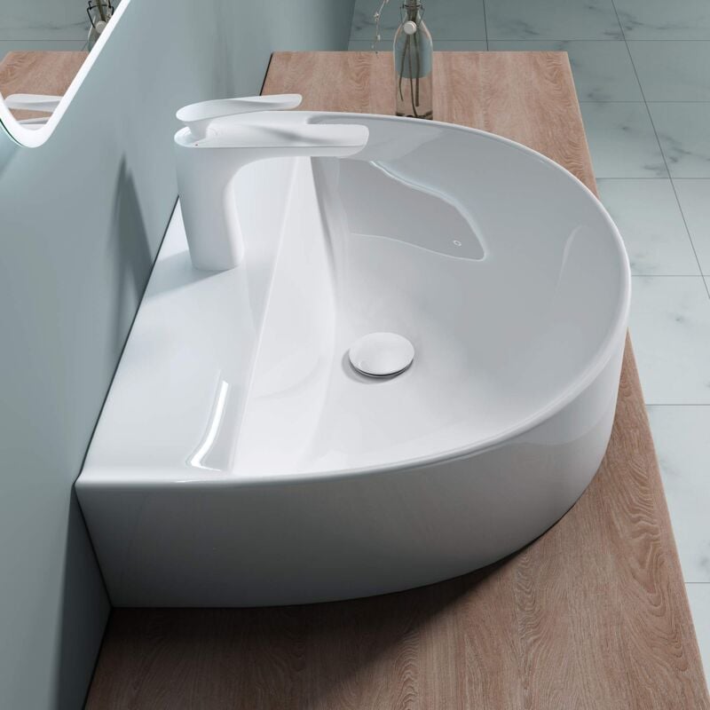 foto del prodotto doporro lavabo da appoggio 60x45x18cm, lavandino bagno in ceramica nano rivestimenti br ssel896