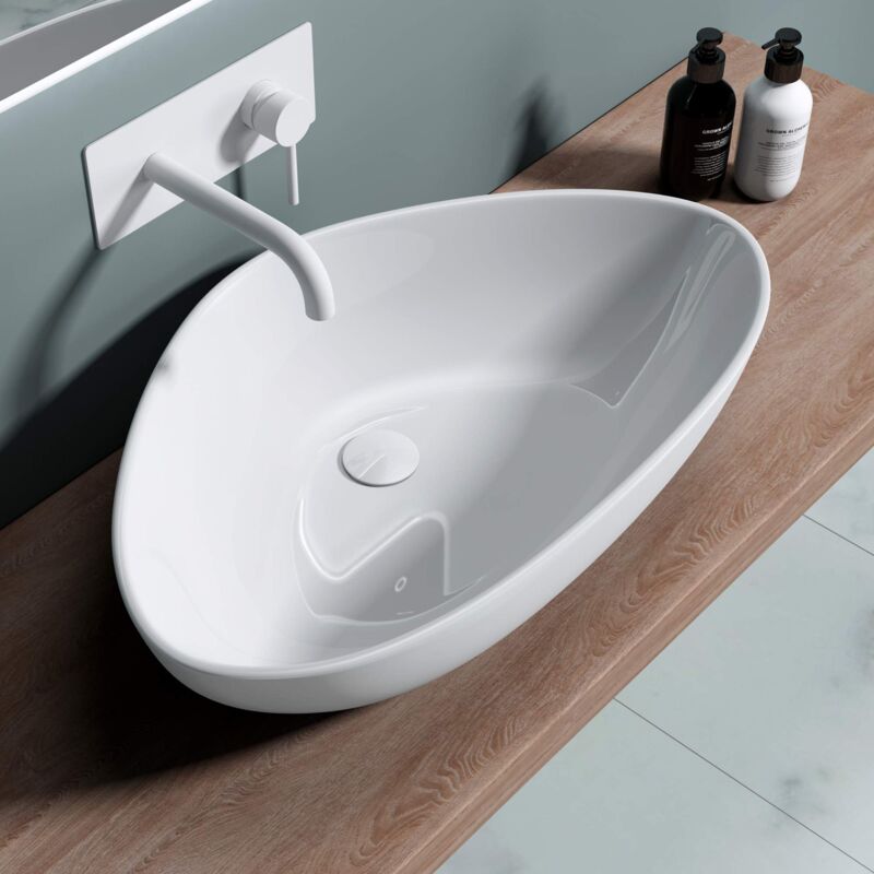 foto del prodotto doporro lavabo da appoggio 66,5x44x14cm, lavandino bagno in ceramica nano rivestimenti br ssel895