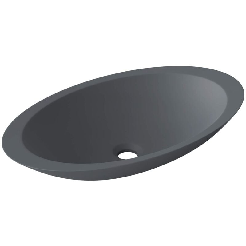 foto del prodotto doporro lavabo da appoggio, lavandino bagno 59.3x35.1x10.7cm, lavabo da minerale fuso colossum802, antracite opaco