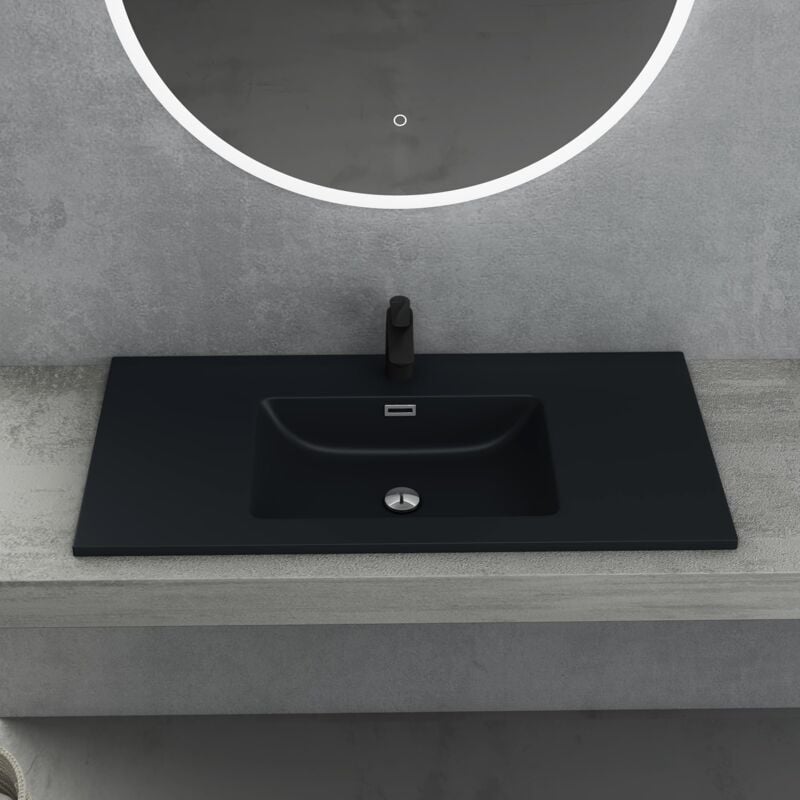 foto del prodotto doporro lavabo da incasso, lavabo sottopiano 100x48x12cm, lavandino bagno da minerale fuso colossum02 1000, antracite opaco