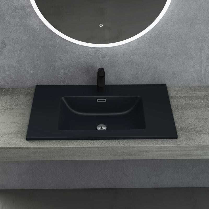 foto del prodotto doporro lavabo da incasso, lavabo sottopiano 80x48x14cm, lavandino bagno da minerale fuso colossum02 800, antracite opaco