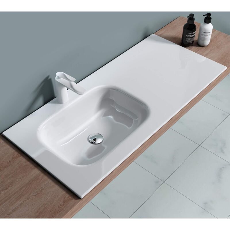 foto del prodotto doporro lavabo incasso doppio, lavabo sottopiano 100x48x14cm, lavabo da appoggio lavandino bagno da marmo fuso colossum04