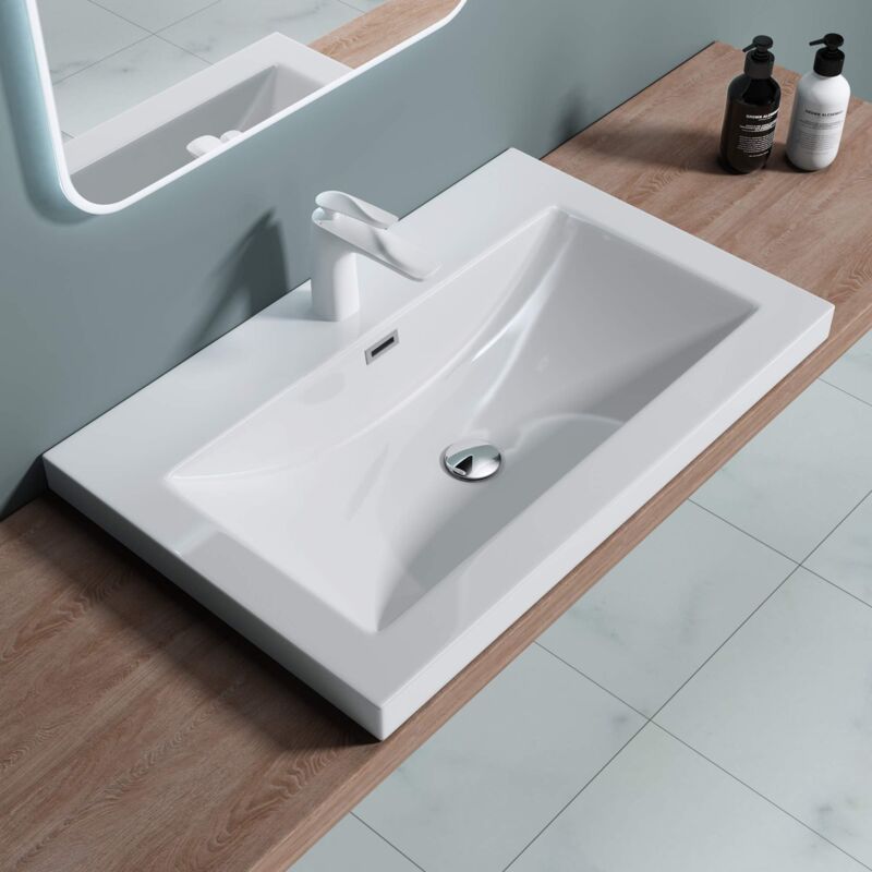 foto del prodotto doporro lavabo incasso, lavabo sottopiano da marmo fuso 76,5x48x13cm lavandino bagno colossum01