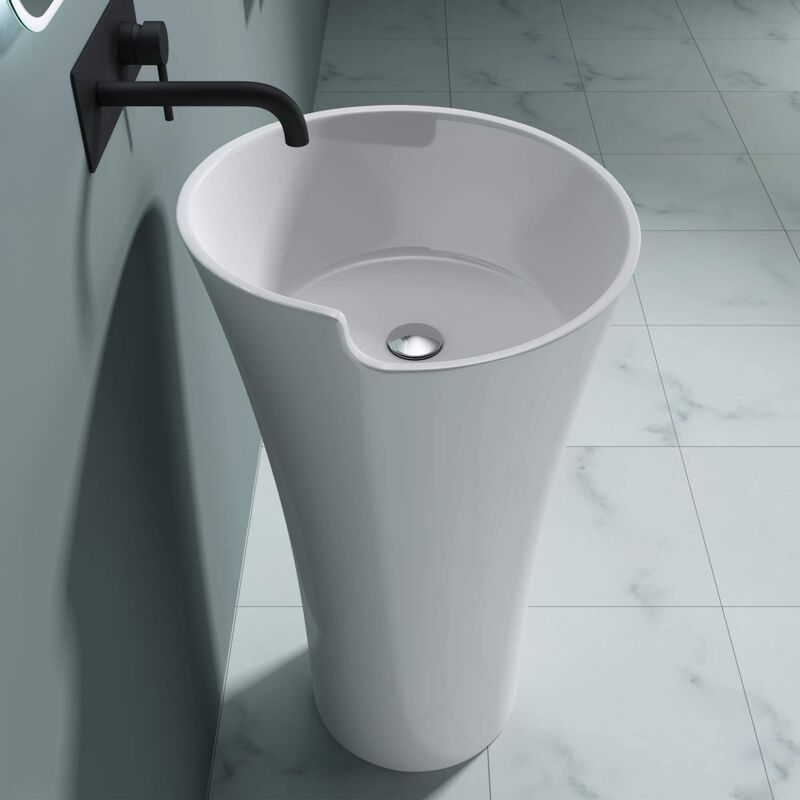 foto del prodotto doporro lavandino a colonna, lavandino su piedistallo 53x53x88cm, lavabo su colonna per bagni da minerale fuso colossum30