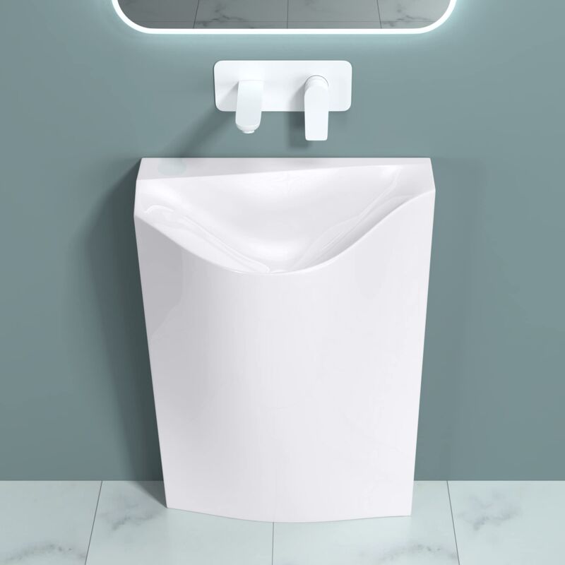 foto del prodotto doporro lavandino a colonna, lavandino su piedistallo 55x34x85cm, lavabo su colonna per bagni da minerale fuso colossum37