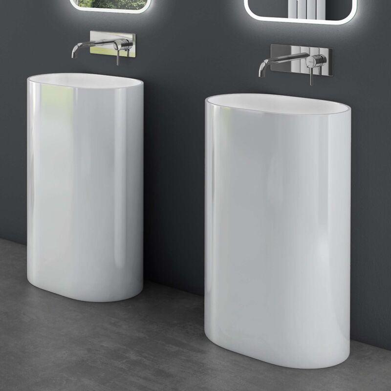 foto del prodotto doporro lavandino a colonna, lavandino su piedistallo 55x40x85cm, lavabo su colonna per bagni da minerale fuso colossum45