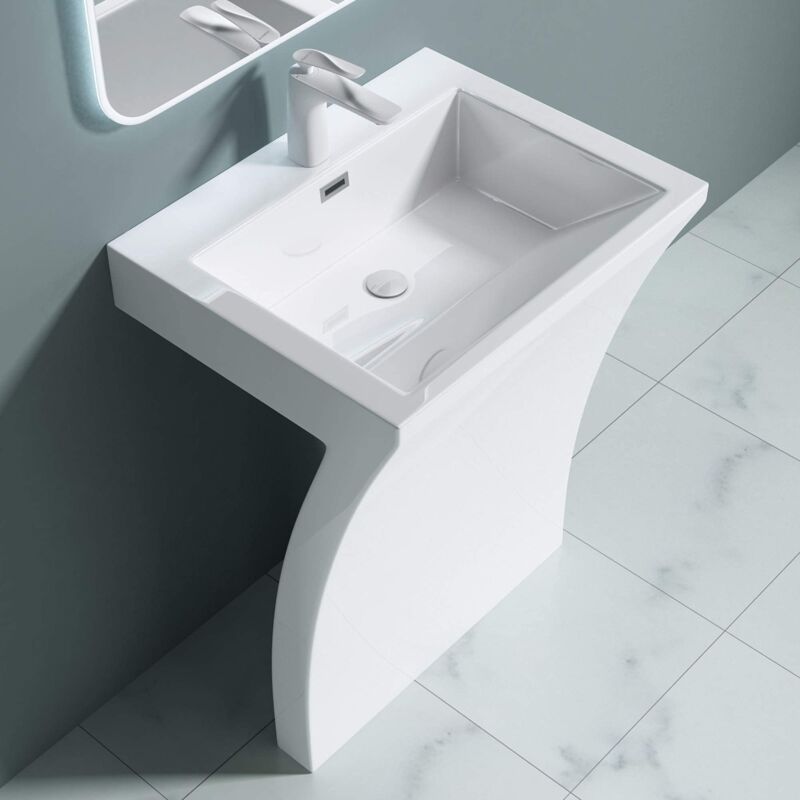 foto del prodotto doporro lavandino a colonna, lavandino su piedistallo 60x48x83cm, lavabo su colonna per bagni da minerale fuso colossum07