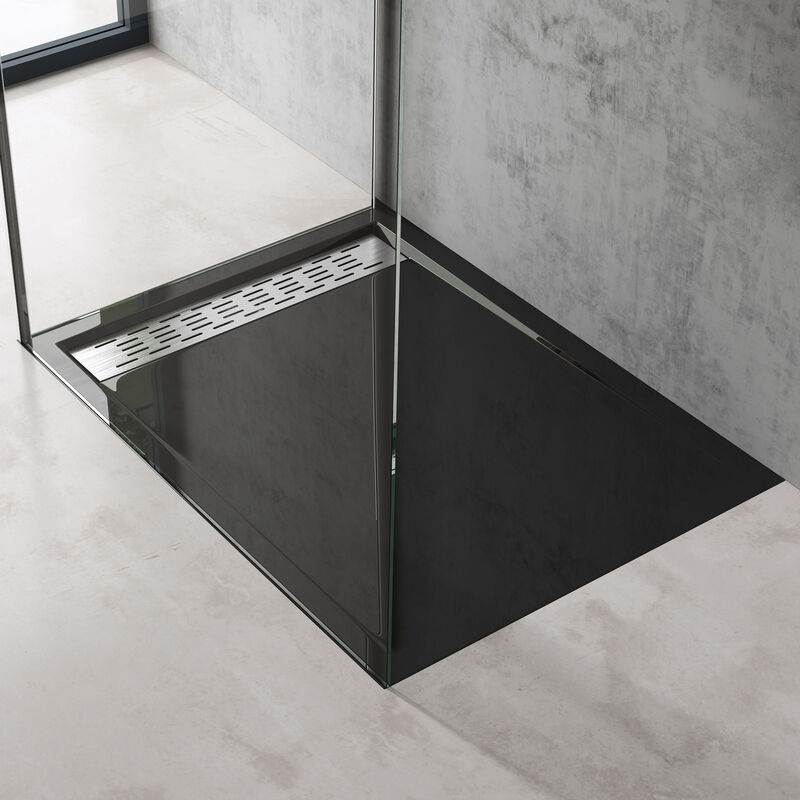 foto del prodotto doporro piatto doccia 80x140x5cm xetro04 in acrilico, forma rettangolare, nero nero senza piletta