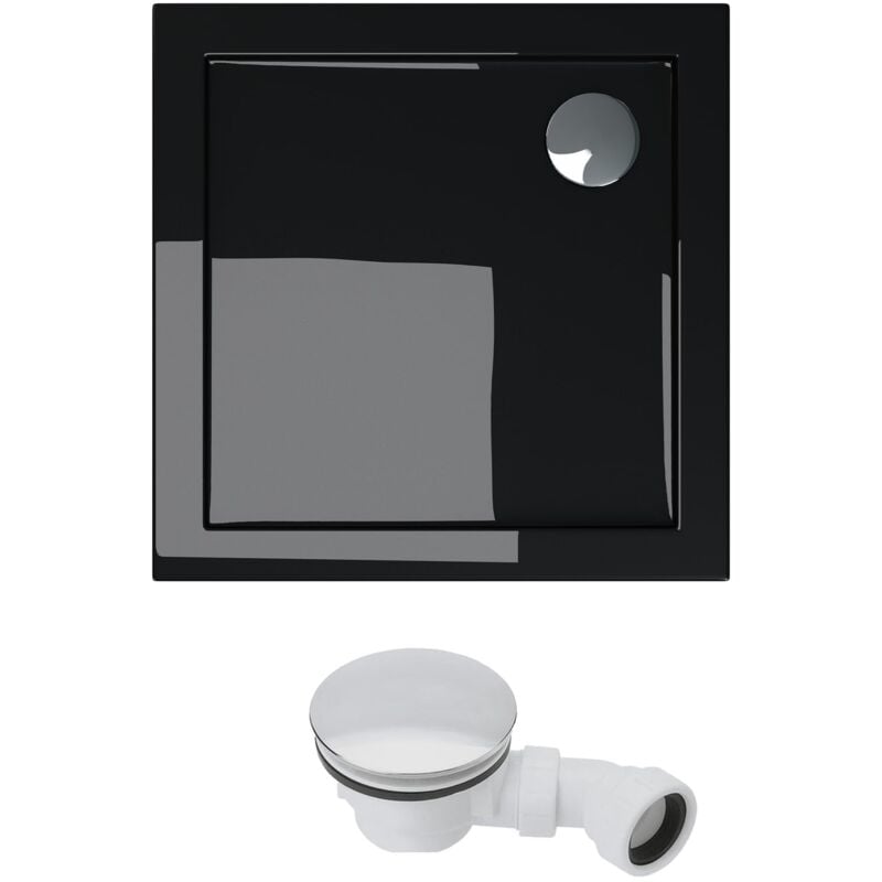 foto del prodotto doporro piatto doccia con piletta 100x100x4cm, piatto doccia faro1 in acrilico incl. piletta di scarico al02 , forma quadrato, nero