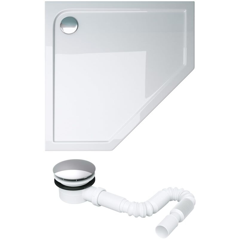 foto del prodotto doporro piatto doccia con piletta 100x100x4cm, piatto doccia faro5w in acrilico incl.al01, forma quadrato, bianco