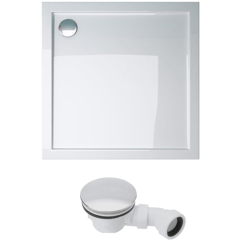 foto del prodotto doporro piatto doccia con piletta 70x70x4cm, piatto doccia faro1w in acrilico incl. piletta di scarico al02 , forma quadrato, bianco