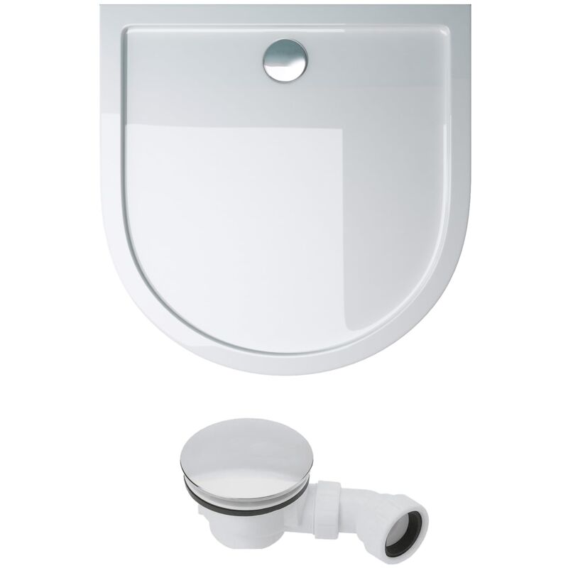 foto del prodotto doporro piatto doccia con piletta 90x90x4cm, piatto doccia faro4w in acrilico incl. piletta di scarico al02 , forma semicircolare, bianco