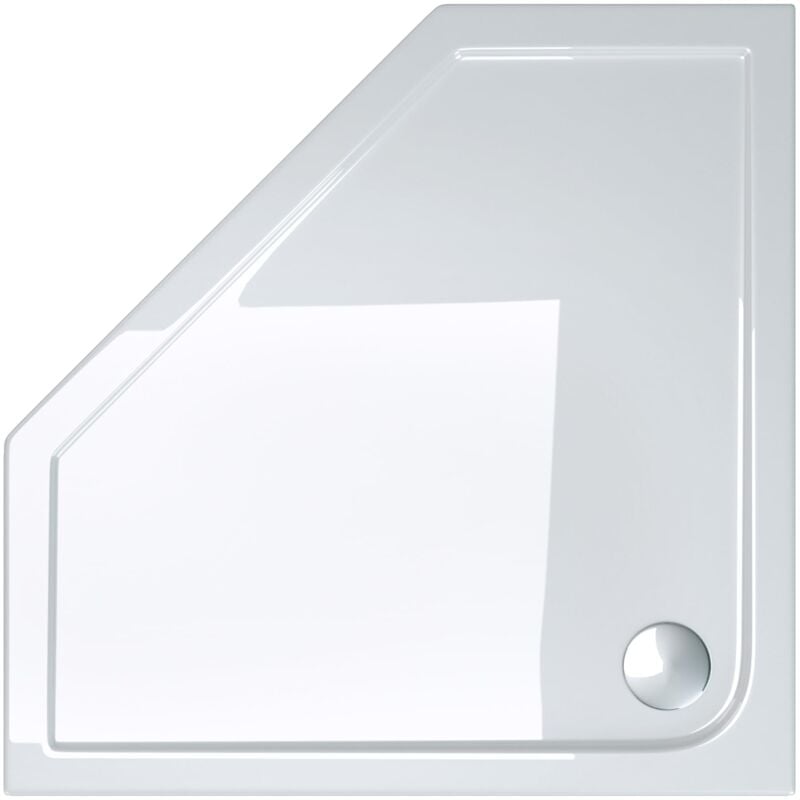 foto del prodotto doporro piatto doccia, piatto doccia faro5w in acrilico bianco, forma pentagonale, dimensione 80x80x4cm