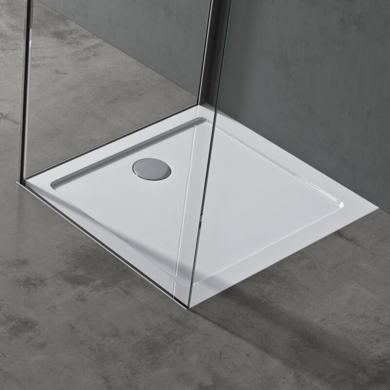 foto del prodotto doporro piatto doccia rettangolare in acrilico rinforzato, ultra slim 4 cm, installazione da appoggio o filo pavimento, bianco lucido 75x80 cm