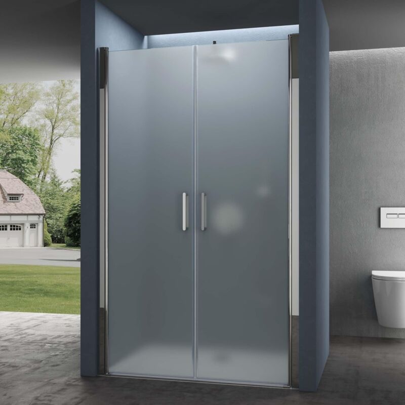 foto del prodotto doporro porta box doccia per nicchia con 2 ante apertura battente in vetro temperato satinato, 115x195cm teramo24vs