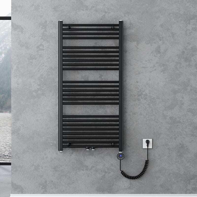 foto del prodotto doporro radiatore piatto 120x60cm con elemento riscaldante 600w, radiatore scaldasalviette termoarredo da bagno riscaldamento elettrico o da acqua