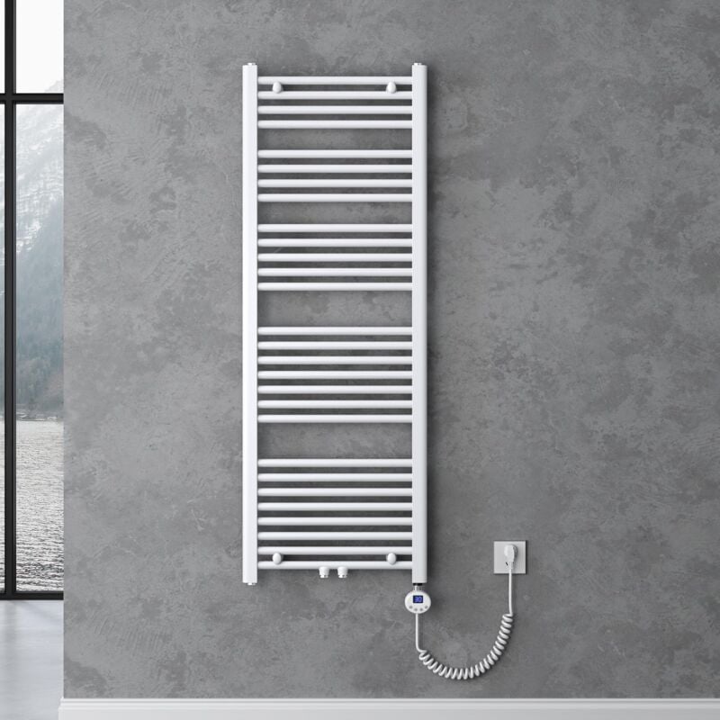foto del prodotto doporro radiatore piatto 140x50cm con elemento riscaldante 800w, radiatore scaldasalviette termoarredo da bagno riscaldamento elettrico o da acqua