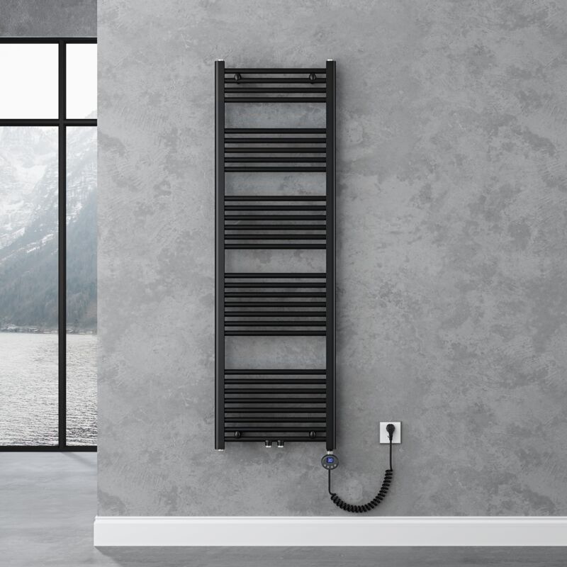 foto del prodotto doporro radiatore piatto 160x50cm con elemento riscaldante 800w, radiatore scaldasalviette termoarredo da bagno riscaldamento elettrico o da acqua