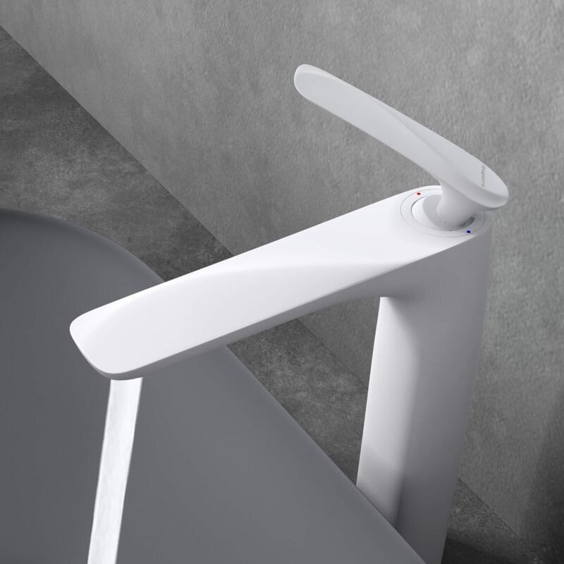 foto del prodotto doporro rubinetto bagno miscelatore per lavabo caldo e freddo regolabile miscelatore monocomando 28cm wam 7201 bianco