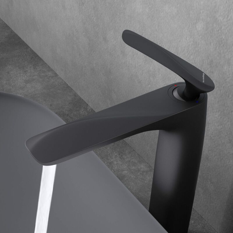 foto del prodotto doporro rubinetto bagno miscelatore per lavabo caldo e freddo regolabile miscelatore monocomando 28cm wam 7201 nero opaco