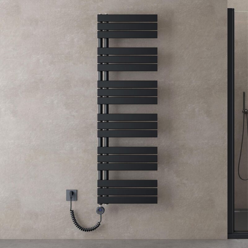 foto del prodotto doporro scaldasalviette elettrico bagno con termostato digitale e funzione timer, termoarredo elettrico temperatura regolabile, radiatore da parete