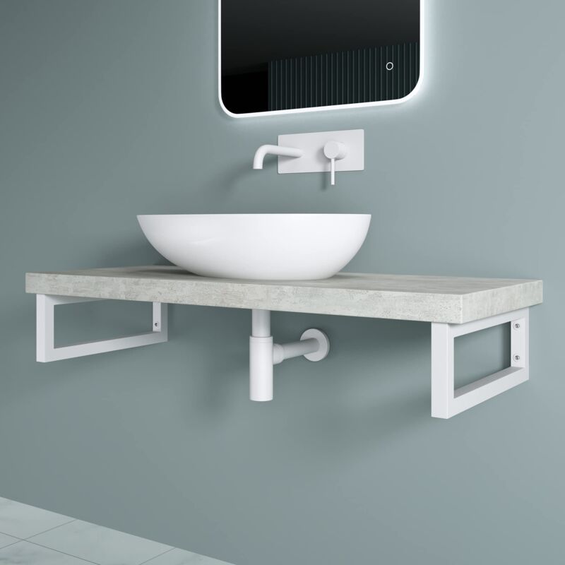 foto del prodotto doporro set 2 supporto da parete per lavandino450mm, set 2 reggimensole mensole porta asciugamani wh01 in acciaio inossidabile, bianco