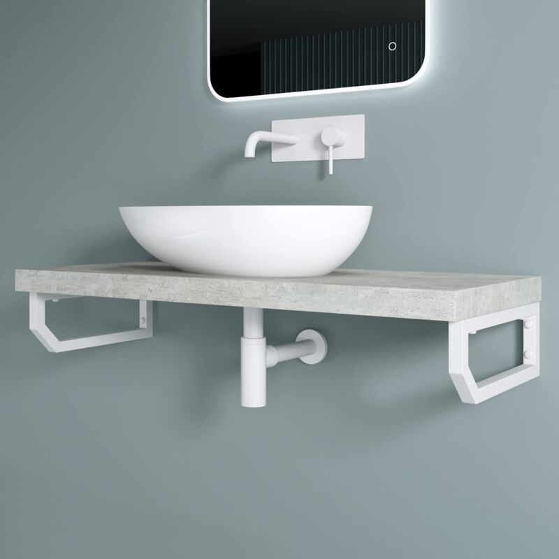 foto del prodotto doporro set di 2 staffe per scaffale reggimensola rettangolare 400x150 mm in acciaio inox bianco, supporti da parete per mensole, lavabi e