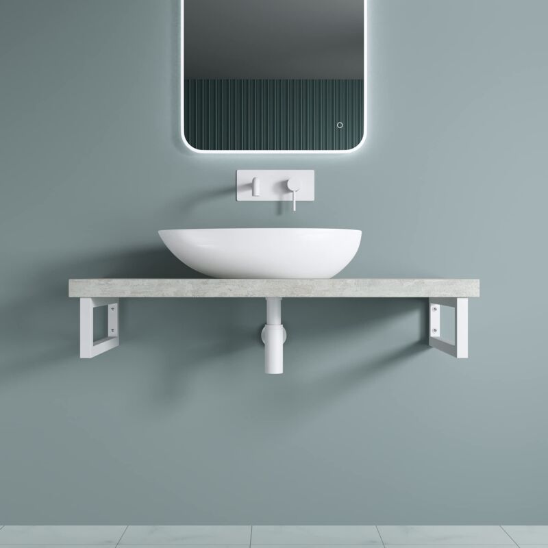 foto del prodotto doporro staffe reggimensola rettangolare in acciaio inox supporti da parete per mensole, lavabi e porta asciugamani, bianco, set da 2 pezzi,