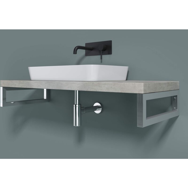 foto del prodotto doporro staffe reggimensola rettangolare in acciaio inox supporti da parete per mensole, lavabi e porta asciugamani, cromo, 1 pezzo, 450x150 mm wh01
