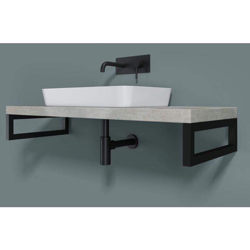 foto del prodotto doporro staffe reggimensola rettangolare in acciaio inox supporti da parete per mensole, lavabi e porta asciugamani, nero, set da 2 pezzi, 500x150