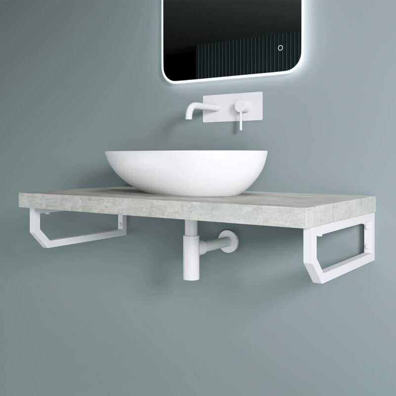 foto del prodotto doporro supporto da parete per lavandino48x2,5x15cm, reggimensola mensola porta asciugamani wh03 in acciaio inossidabile, bianco