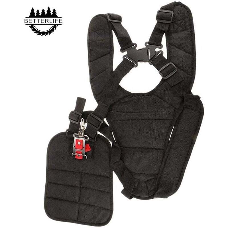 foto del prodotto doppi spallacci tracolla imbottita con bottone di sicurezza per tosatrici e trimmer bottoni di sicurezza imbottiti sulle spalle nero