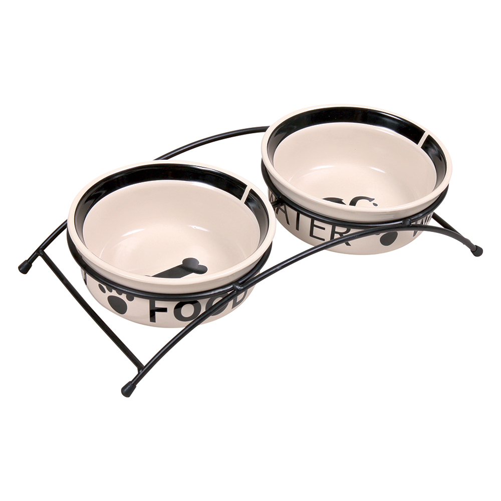 foto del prodotto doppia ciotola per cani con supporto trixie eat on feet 2 x 600 ml