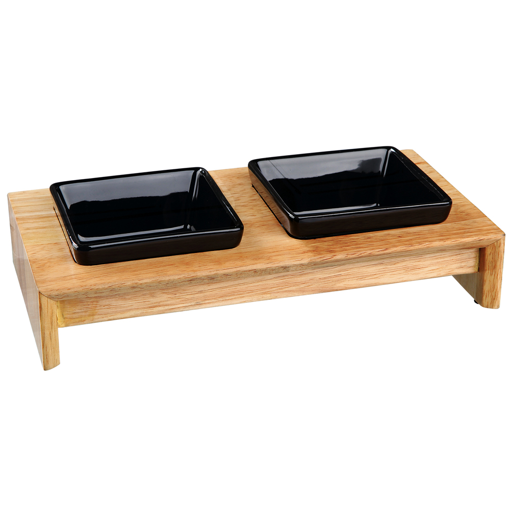 foto del prodotto doppia ciotola trixie in ceramica legno 2 200 ml