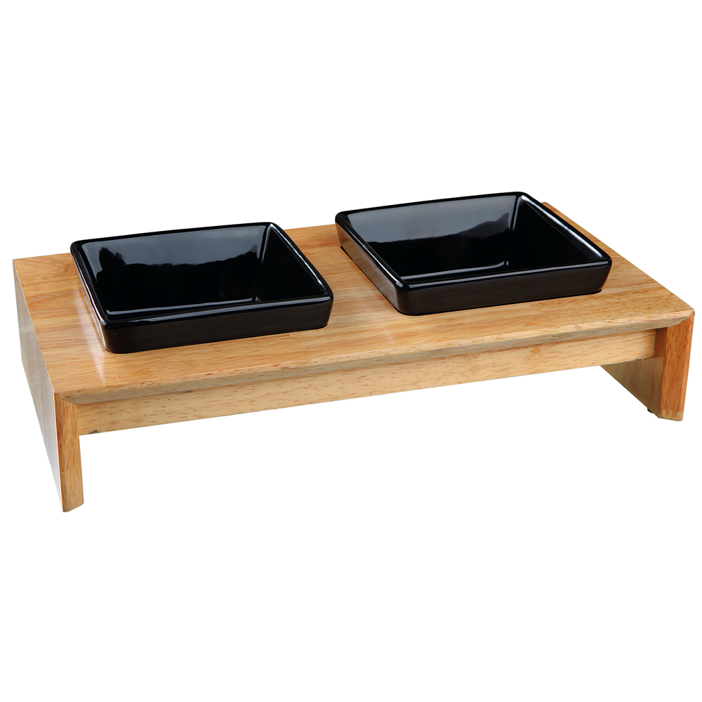 foto del prodotto doppia ciotola trixie in ceramica legno 2 400 ml