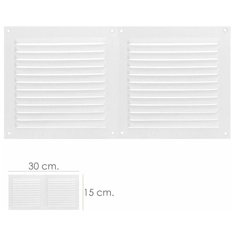 foto del prodotto doppia griglia di aerazione da avvitare 30x15 cm. bianco