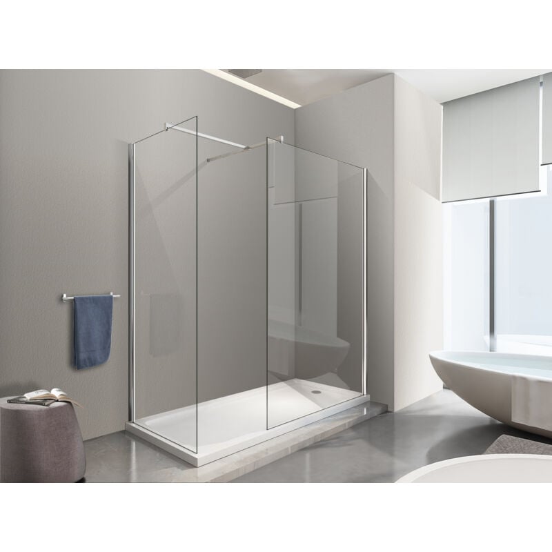 immagine 0 del prodotto doppia parete doccia walk in con braccio di sostegno superiore a t vetro 8 mm reversibile 68 70 x 98 100 h 200 cm nala