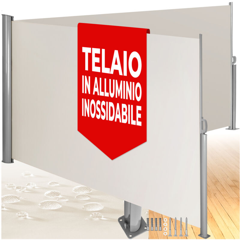 foto del prodotto doppia tenda laterale con cassonetto in alluminio estraibile con meccanismo di autoarrotolamento tendaggi, tende a pannelli scorrevoli 160 x 600