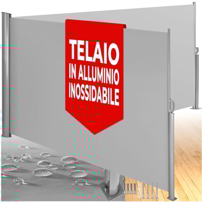 foto del prodotto doppia tenda laterale con cassonetto in alluminio estraibile con meccanismo di autoarrotolamento tendaggi, tende a pannelli scorrevoli 180 x 600