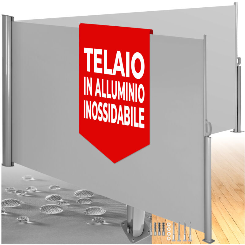 foto del prodotto doppia tenda laterale con cassonetto in alluminio estraibile con meccanismo di autoarrotolamento tendaggi, tende a pannelli scorrevoli 200 x 600