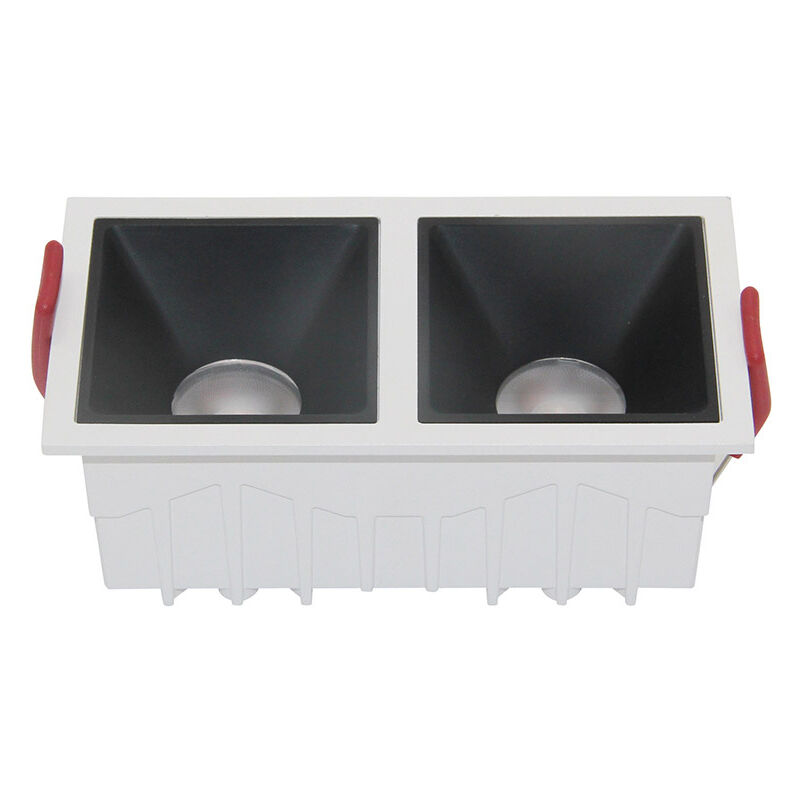 foto del prodotto doppio faretto da incasso moderno alfa alluminio bianco diffusori vetro bianco