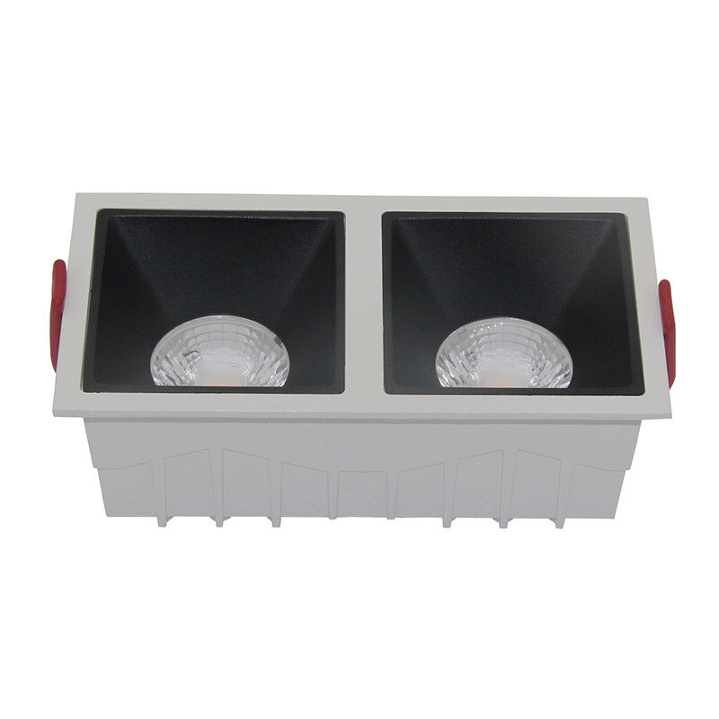 foto del prodotto doppio faretto da incasso moderno alfa led alluminio bianco 15w diffusori neri