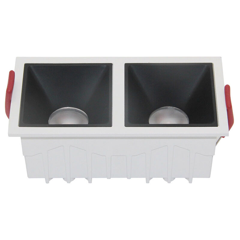 foto del prodotto doppio faretto da incasso moderno alfa led alluminio bianco diffusori neri 10w