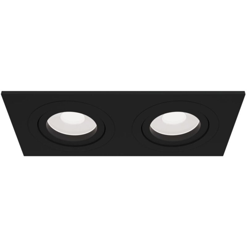 foto del prodotto doppio faretto da incasso moderno atom alluminio nero 2 luci diffusore tessile